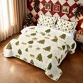 thumbnail image 3 of Erosebridal Christmas Tree Twin Quilt Set, Vintage Script Twin Coverlet Set, Cream Yellow, 2pcs, 1 Bedspread and 1 Pillowcase, 3 of 7