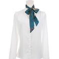 thumbnail image 2 of INSPIRE CHIC Women Floral Satin Scarves, Square Silky Neck Scarf Neckerchief, Skinny Long Ribbon Hair Band Long-Peacock Blue 55.1x2.0''(LxW), 2 of 7