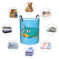 thumbnail image 6 of Perry The Platypus Laundry Hamper Cartoon Circular Foldable Basket With Handle, Clothes Books Toys Storage Organizer Bucket for Bedroom Bathroom, 6 of 8