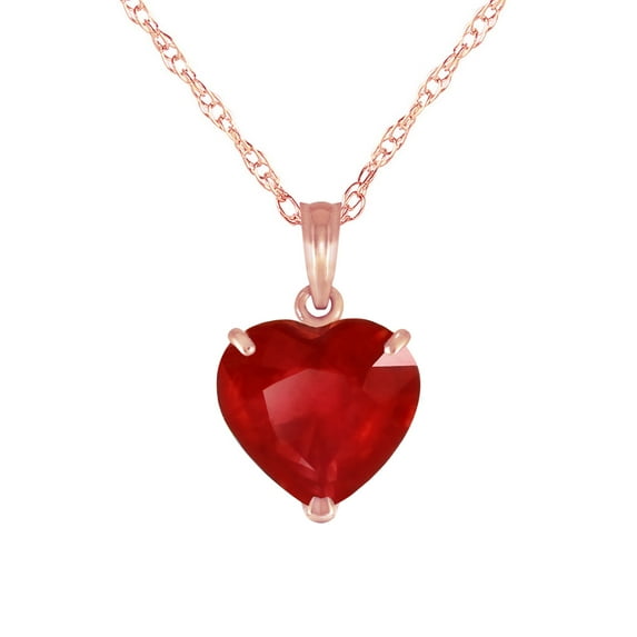 Galaxy Gold 14k Solid White, Yellow, Rose Gold Necklace Heart Shaped 10 mm 4.3 ct Red Ruby 5662 (22.00, rose-gold)