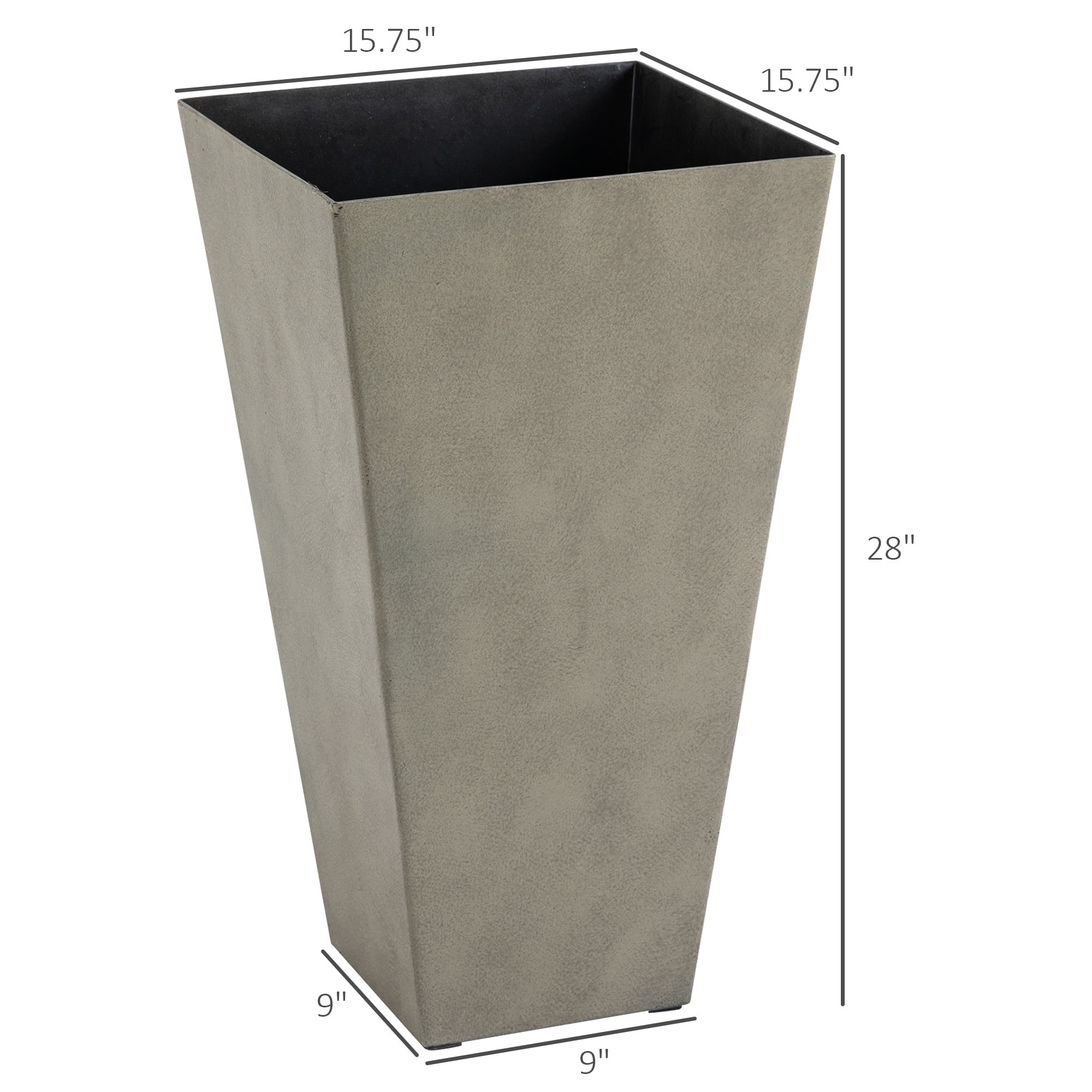 Outsunny Set of 3 Tall Planters with Drainage Hole, 28" Outdoor Flower Pots, Indoor Planters for Porch Patio and Deck, Gray
