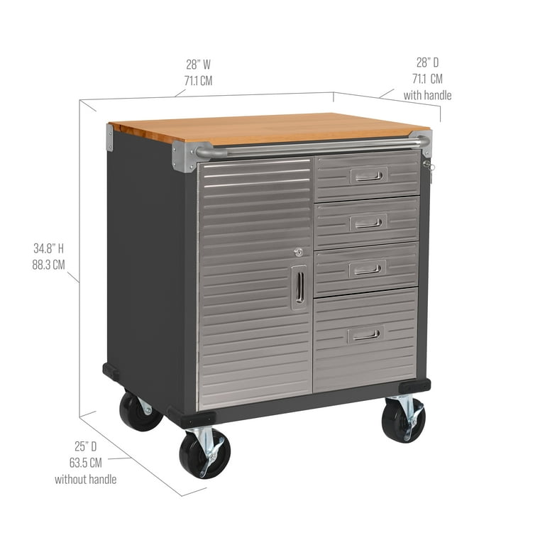 Seville UltraHD Rolling Workbench, Heavy Duty, 1-Door, 4-Drawer