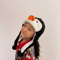 thumbnail image 4 of Cute Plush Animal Character Winter Hat Fun Ski Cap with Detailed Animal Face Long Ear Straps with Pom Pom Ends, 4 of 6
