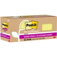 thumbnail image 3 of Post-it Super Sticky Recycled Notes, 3 in x 3 in, 24 Pads, 70 Sheets/Pad, 2x the Sticking Power, Canary Yellow, 100% Rec, 3 of 9