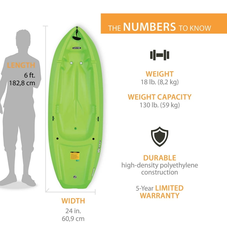 Lifetime Kids 6 ft Wave Kayak with Paddle, Green (90780) - Walmart.com