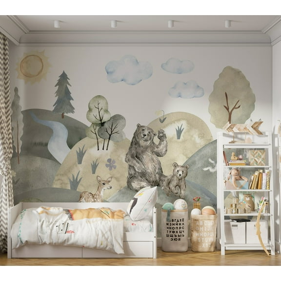 Kids Wallpaper Wall Mural - Valley With Animals