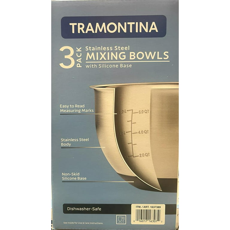 Tezzorio (Set of 10) Stainless Steel Mixing Bowl Set, 3/4-1  1/2-3-4-5-8-13-16-20-30 Quart Polished Mirror Finish Nesting Flat Base  Bowls, Mixing/Prep