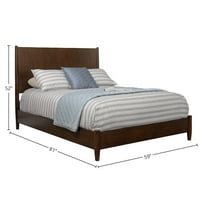 Alpine Furniture Flynn Mid Century Wood Full Size Panel Bed in Walnut (Brown)