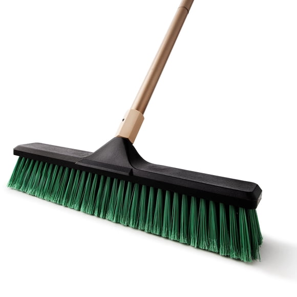 Eyliden 18in Push Broom, Heavy-Duty Angle Broom with 66" Long Handle, Outdoor Indoor Stiff Bristles Floor Brush, Cleaning Garage Sidewalk Driveway Yard Patio Deck Warehouse Concrete, Sweep Snow