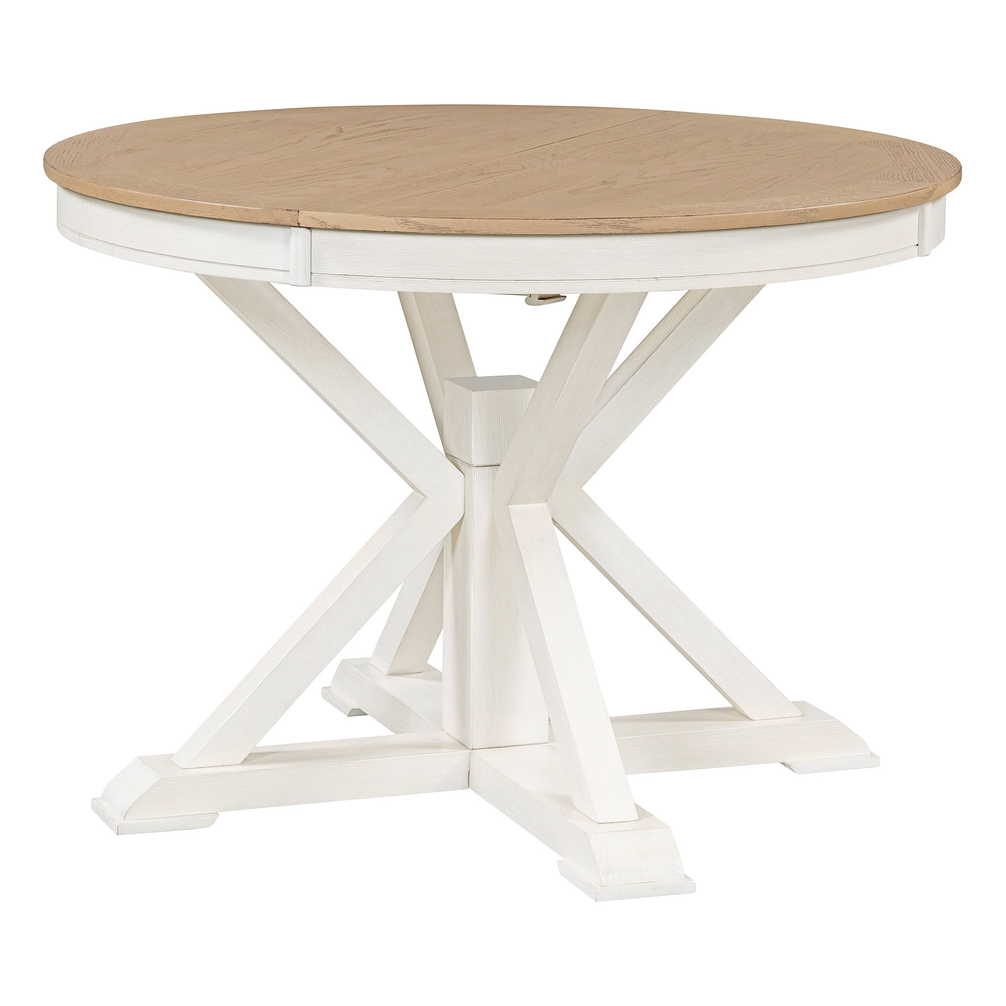 Euroco 42"-54" Extendable Round Dining Table for 4-6, Retro Oval Kitchen Table with Removable Leaves & Storage Shelf for Kitchen Dining Room & Small Apartments,Space Saving,Oak Natural