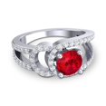thumbnail image 3 of Diamond-Capitals 2.50 Carat Round Cut Natural Diamond & Red Ruby Gemstone Fancy Engagement Ring for Girls 14K White Gold Size 6, 3 of 8