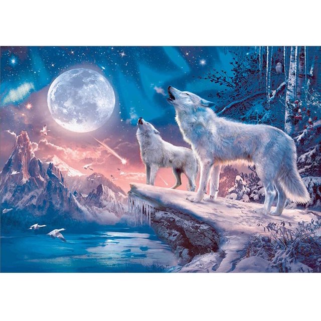 Diamond Art Diamond Painting Pictures Full Drill Arctic Wolf DIY 5D Crystal Set DIY Painting 40 x 30 cm WD.WDQZL Hogar