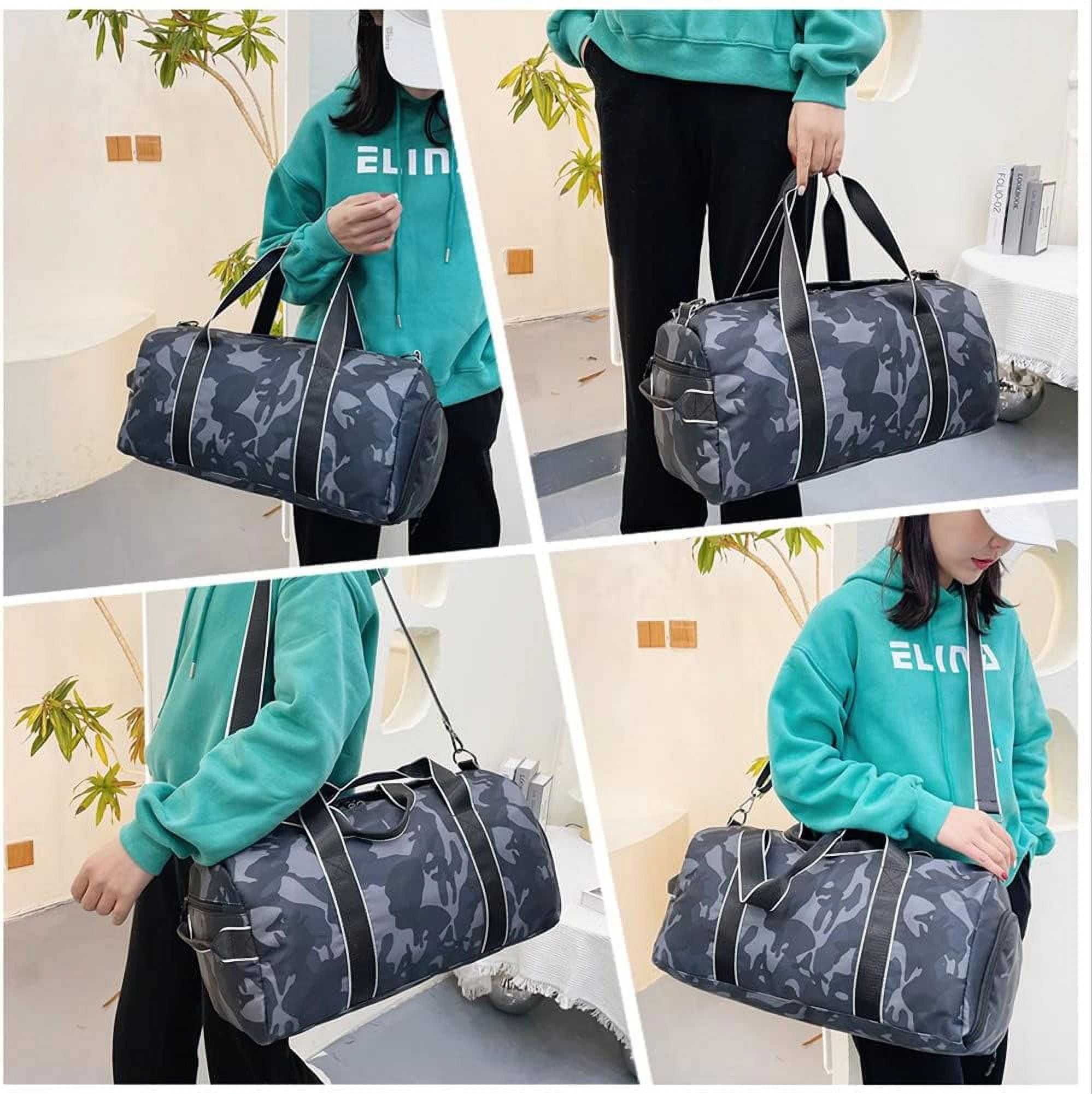 Kids Overnight Duffle Bag Girls Boys Sports Gym Bag with Shoe Compartment Wet Pocket Camouflage travel bag (ArmyGreen)