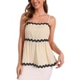 thumbnail image 1 of INSPIRAR CHIC Blusas de Verano para Mujeres con Tirantes Ajustables y Sin Mangas, con Contraste en el Peplum, Talla L, Color Albaricoque, 1 of 6