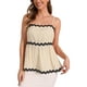 thumbnail image 1 of INSPIRAR CHIC Blusas de Verano para Mujeres con Tirantes Ajustables y Sin Mangas, con Contraste en el Peplum, Talla L, Color Albaricoque, 1 of 6