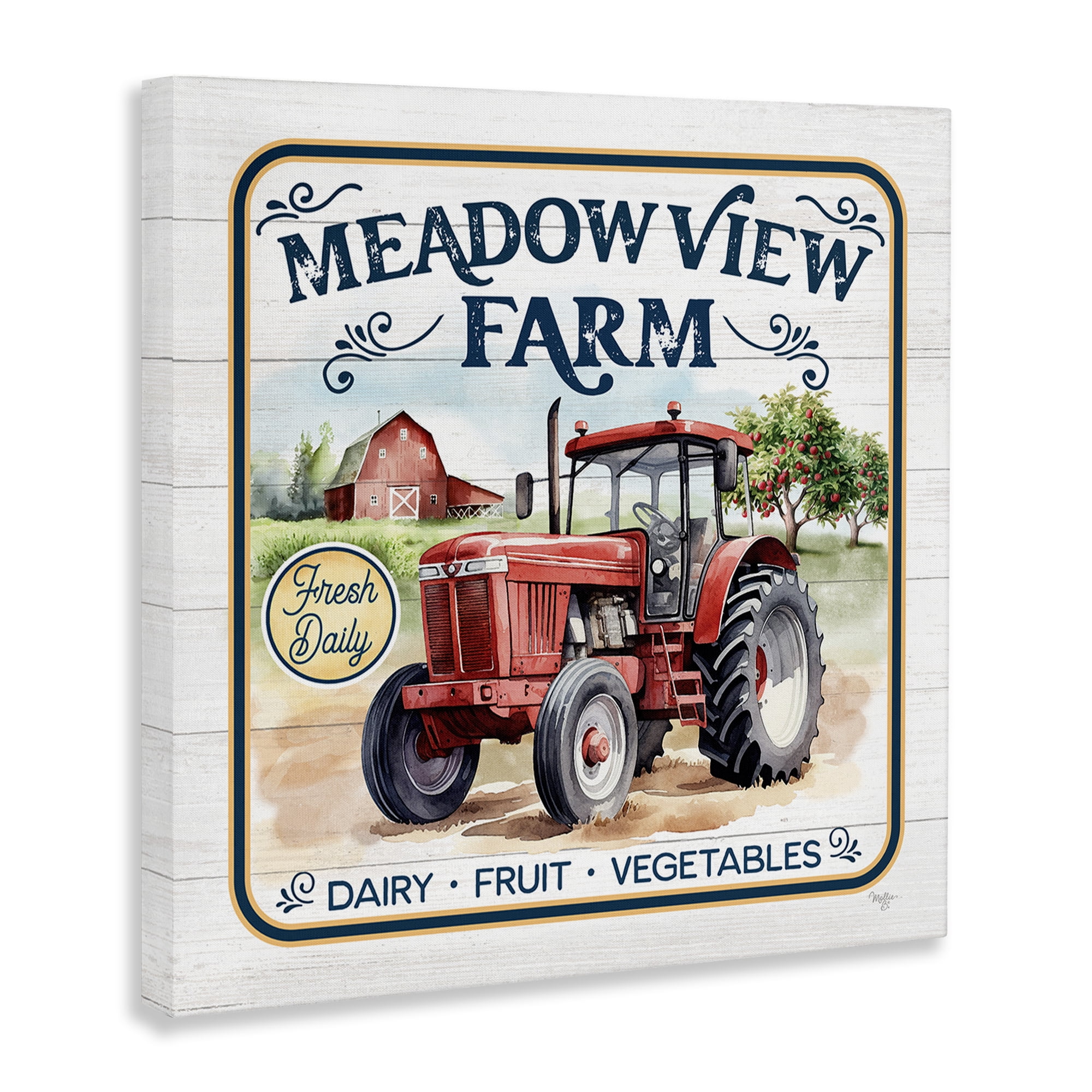 Stupell Industries Meadowview Farm Tractor Transportation Painting Gallery Wrapped Canvas Art Print Wall Art, 17 x 17