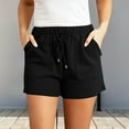 thumbnail image 2 of Women's Shorts Summer Solid Color High Waist Straight Drawstring Loose Casual Pocket Pants, 2 of 4