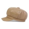 thumbnail image 6 of Minzimin Women's PU Leather Plain 8 Panel Octagonal Hat British Style Artist Painter Newsboy Cap, 6 of 9