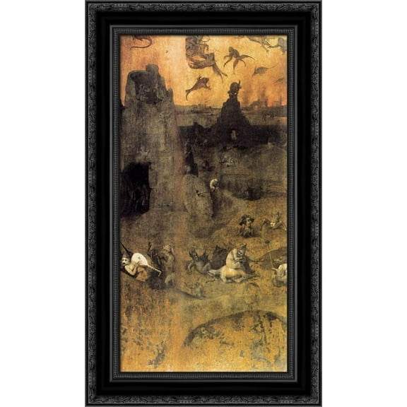 The Fall of the Rebel Angels 17x24 Black Ornate Wood Framed Canvas Art by Bosch, Hieronymus