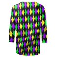 thumbnail image 3 of DDAPJ pyju Mardi Gras Shirts for Women 3/4 Sleeve Crewneck Mask Graphic Tees New Orleans Carnival Party Blouses Lightweight Going Out Tunic Tops Black XXXL, 3 of 4