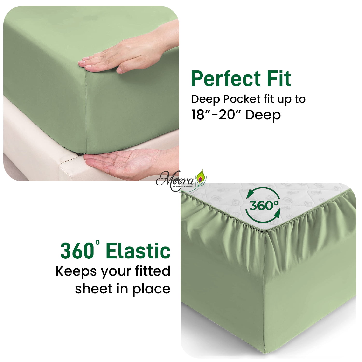 MEERA BEDDING & UNIFORMS Bamboo Bed Sheet with or without Fitted Sheet/ Moisture Wicking, Cooling, Breathable-Queen Size Bed Sheet