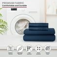thumbnail image 3 of Lux Decor Collection Full Size Bed Sheets - 4 Piece Set - High GSM Brushed Microfiber - Fits up to 16 Inches Deep Pocket - Full, Navy Blue, 3 of 8
