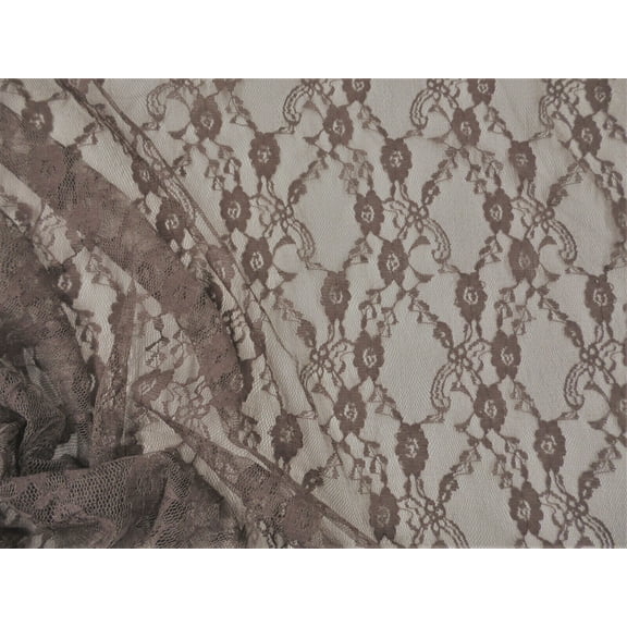 Stretch Lace Apparel Fabric Sheer Floral Lattice Brown WW21