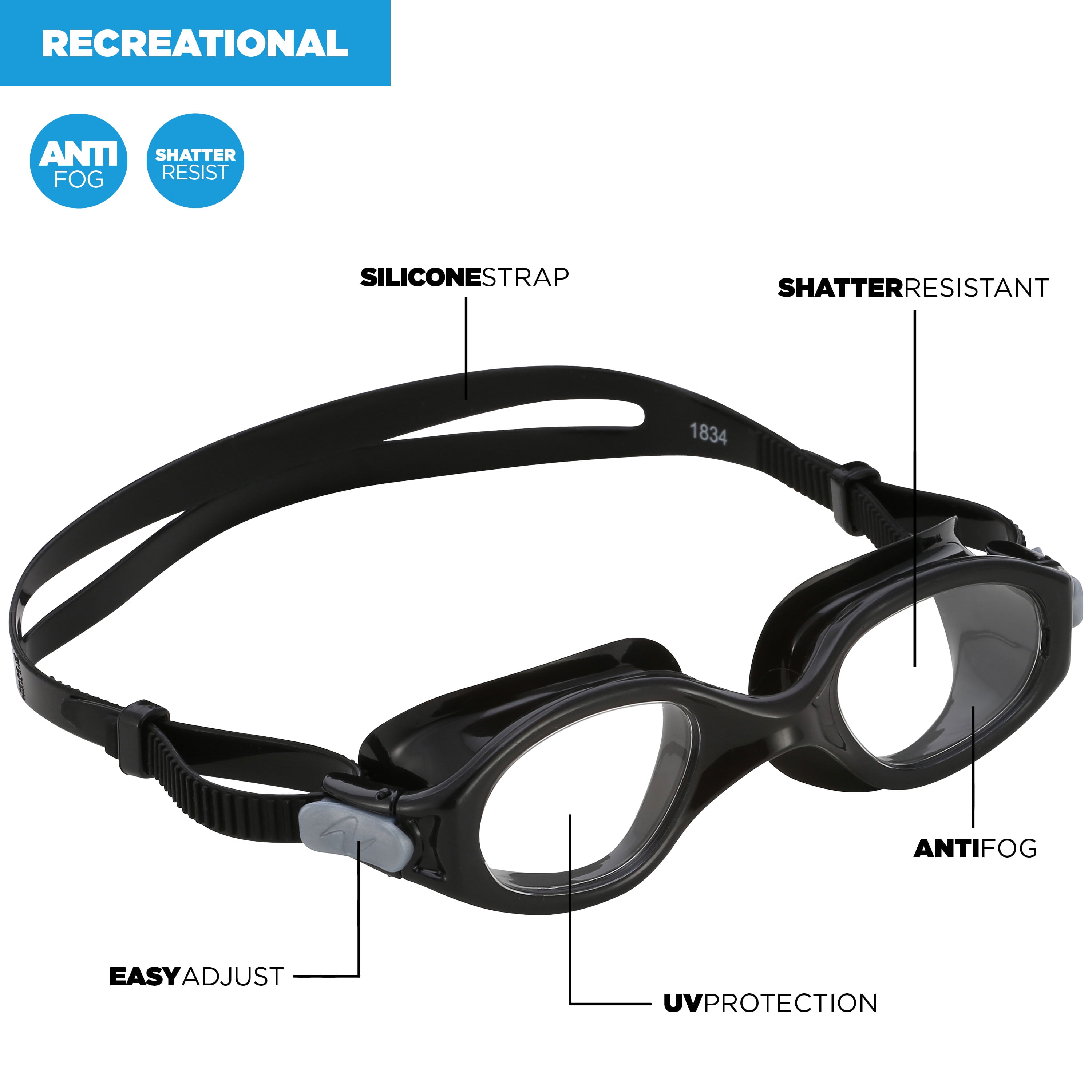 U.S. Divers Atlas Swim Goggles for Adults (Black)