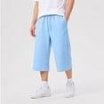 thumbnail image 5 of WDDDD Men‘s Baggy Sweat Shorts 3/4 Length Below Knee Drawstring Casual Y2K Athletic Pants Sky Blue XL, 5 of 6