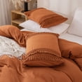 thumbnail image 3 of Move Over Burnt Orange Macrame Tassel Pillowcases Queen, 100% Washed Microfiber Pillow Cover Set of 2, Boho Decor, No Filling, 3 of 8
