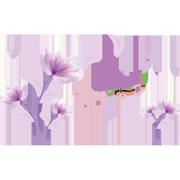 Yeetfub Clearance Papel Para Pared De Cocina Wall Flowers Background Decoration Stickers Purple Wall DIY TV Removable Home Decor Peel and Stick Backsplash Teal