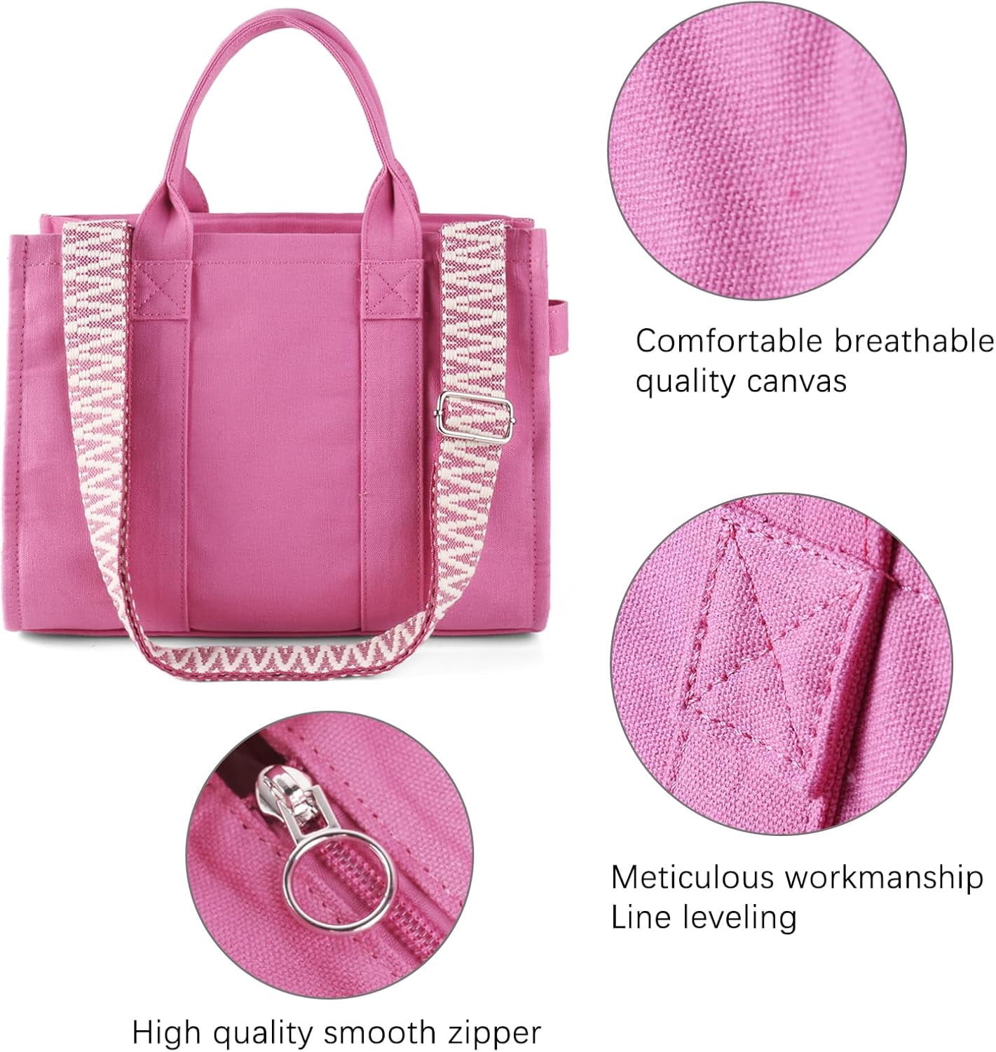 Tote Bags for Women Handbag Tote Purse with Zipper Canvas Crossbody Bag Shoulder Bag