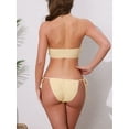 thumbnail image 3 of DARING DIVA Women's O Ring Ruched Bandeau Ribbed Bikini Set Small Cream, 3 of 6
