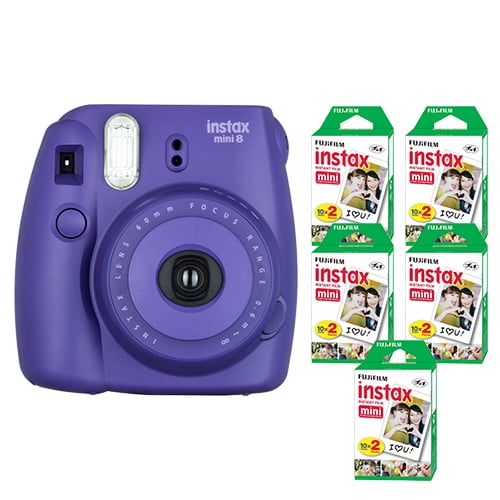 Handvest hoofdonderwijzer Communicatie netwerk Fujifilm Instax Mini 8 Fuji Instant Film Camera Grape + 100 Sheets Instant  Film - Walmart.com