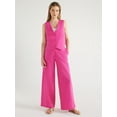 thumbnail image 2 of Scoop Women's and Women's Plus Linen Blend V-Neck Button Vest, Sizes XS-4X, 2 of 5