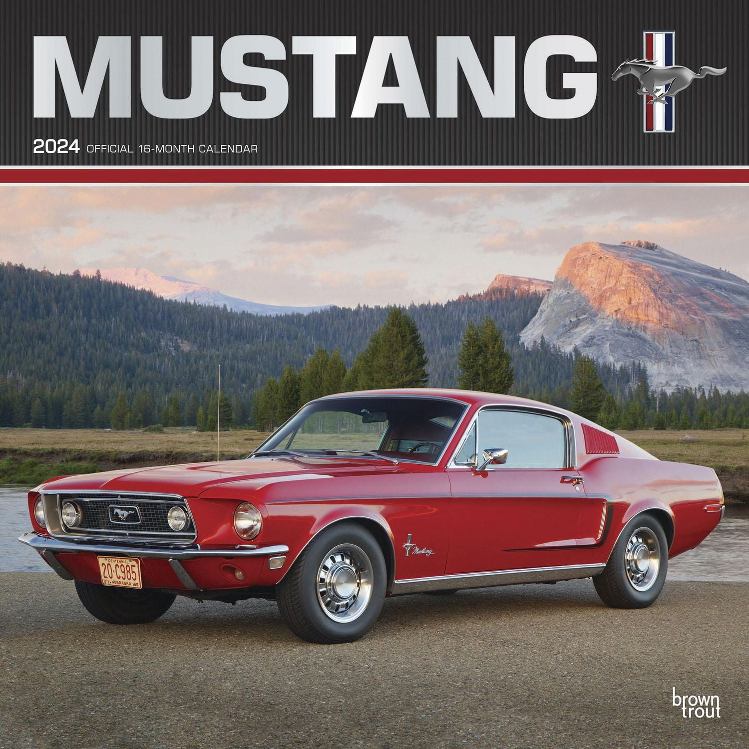 BrownTrout Mustang OFFICIAL 2024 12x24 Inch Square Wall Calendar, 9781975466695