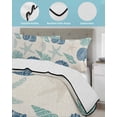 thumbnail image 4 of Quilts Full Size Bedding Set, Blue Coastal Lightweight Quilted Comforter, Starfish Shell Coral Summer Beach Rustic Soft Reversible Bedspread Coverlet with Pillow Covers for All Season, 78" x 90", 4 of 7