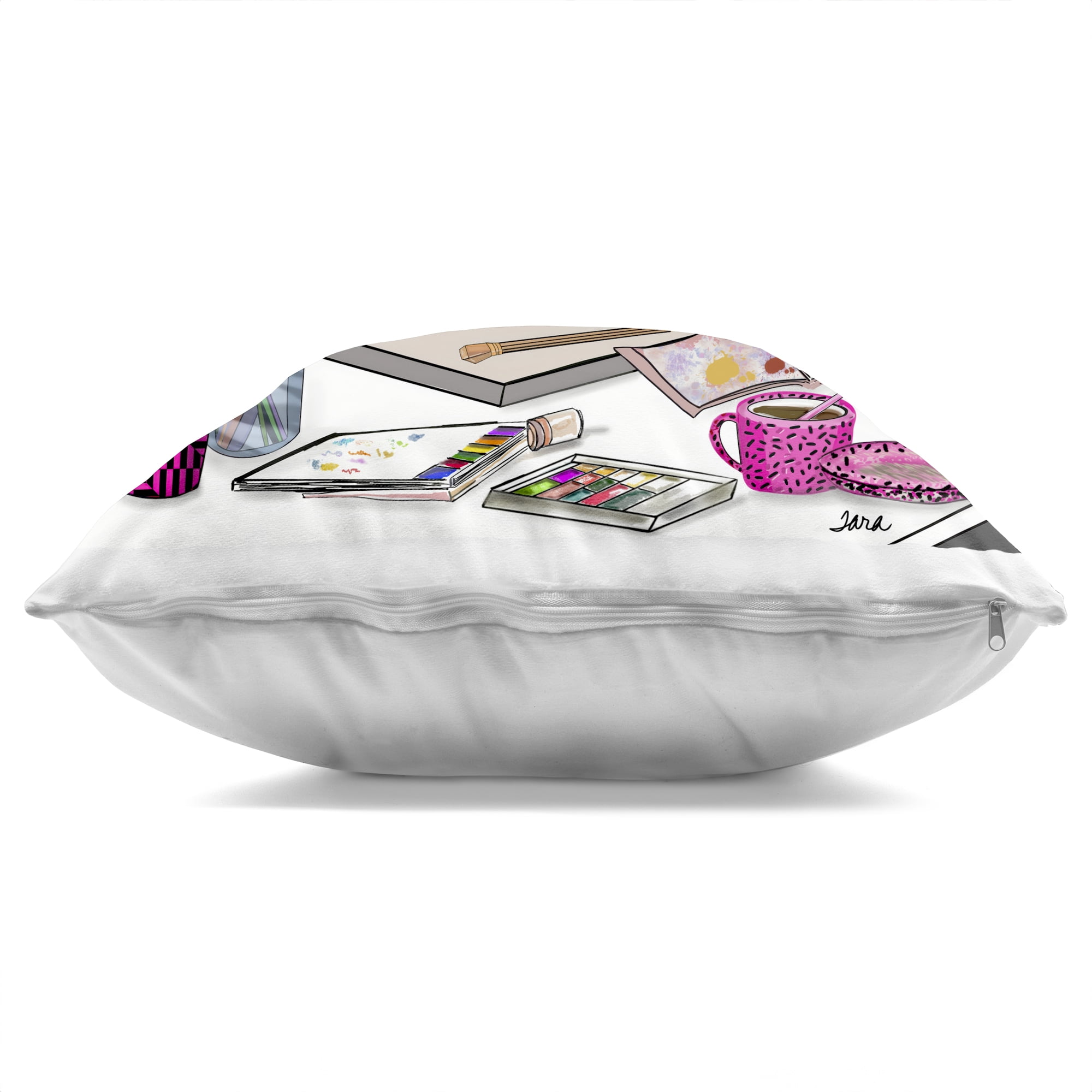Stupell Industries Creative Art Girl at Desk Decorative Printed Throw Pillow, design by Tara Boone, 18 x 7 x 18