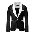 thumbnail image 2 of UVEASISHA Mens Blazer Slim Fit Casual Business Formal Suit Jackets Contrast Collar Stylish Office Jacket One Button Formal Suits with Pockets On Sale,Black,XL, 2 of 5