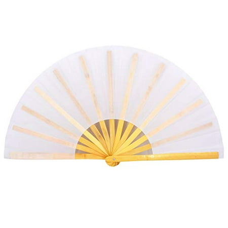 

Amajiji Large Folding Fans Rave Festival Accessories for Men/Women Chinese Japanese Hand Fan Gift Fan Drag Queen Fan Performance Fan Dance Fan (White)