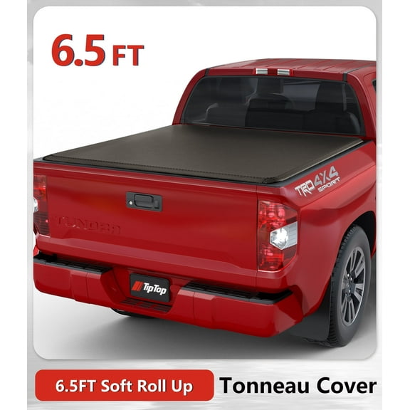 TIPTOP Soft Roll-Up Tonneau Cover Truck Bed For 2007-2021 Toyota Tundra 6.5ft Bed (78.7") w/ track System | TP1 |