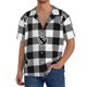thumbnail image 1 of Balery Anchor Black Tartan Plaid Camisa Casual de Manga Corta con Botones para Hombre, Texturizada, Estilo Cubano, para Playa, Verano-Large, 1 of 5