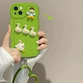 thumbnail image 2 of Compatible with iPhone 11 Pro Case for Women/Girls, Cute 3D Ducks Curly Wave Soft Silicone Shockproof Raised Bumper Corners Case with Love Bracelet for iPhone 11 Pro, Mustard Green, 2 of 9