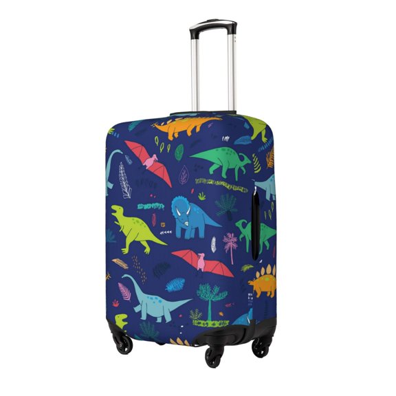 Hirioo Dinosaurs Adventure With Palms And Tropical Leaves for Elasticity Suitcase Cover (No luggage Included) Durable Luggage Protector Fits 18-32 Inch Luggage-Small