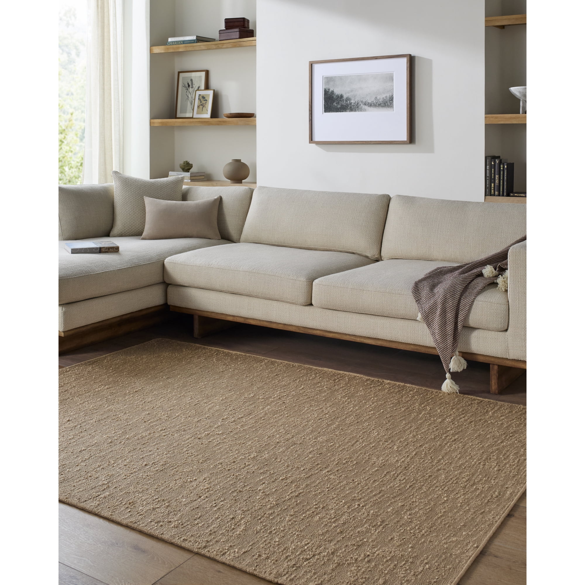 Livabliss Lush Farmhouse/Cottage Solid Area Rug,5' x 7',Off-White/Sandstone