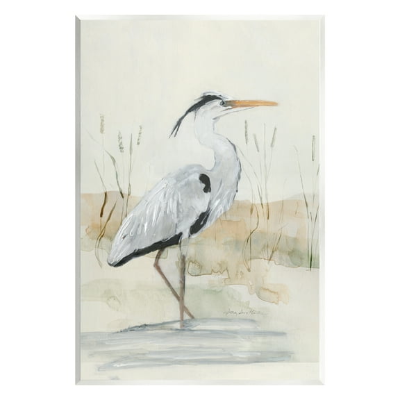 Stupell Industries Elegant Heron Nature Creek Portrait Coastal Painting Unframed Art Print Wall Art