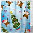 thumbnail image 1 of Whimsical Winter Shower Curtain with Cheerful Bears Snowflakes & Christmas Trees - Festive Holiday Decor, 1 of 4