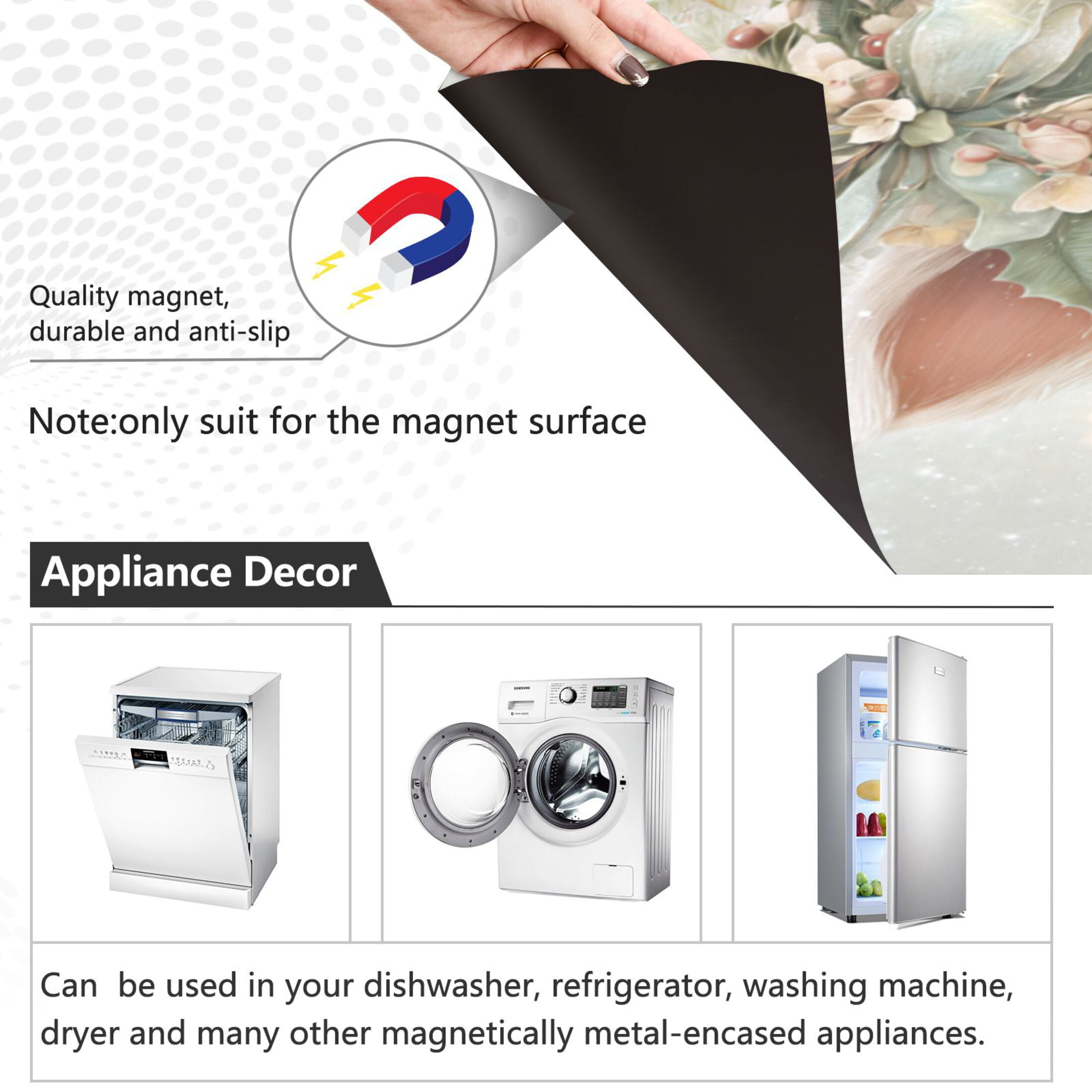 Dishwasher Magnetic Refrigerator Magnet Cover Sticker Home Decorative 23"x26" Kawaii Cute Baby Deer