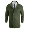 thumbnail image 5 of Aihuaihua Winter Jackets for Men Trench Coat Outdoor All Seasons Wear Men's Fall Winter Long Jackets Single Pea Coat Windbreaker Green L, 5 of 9