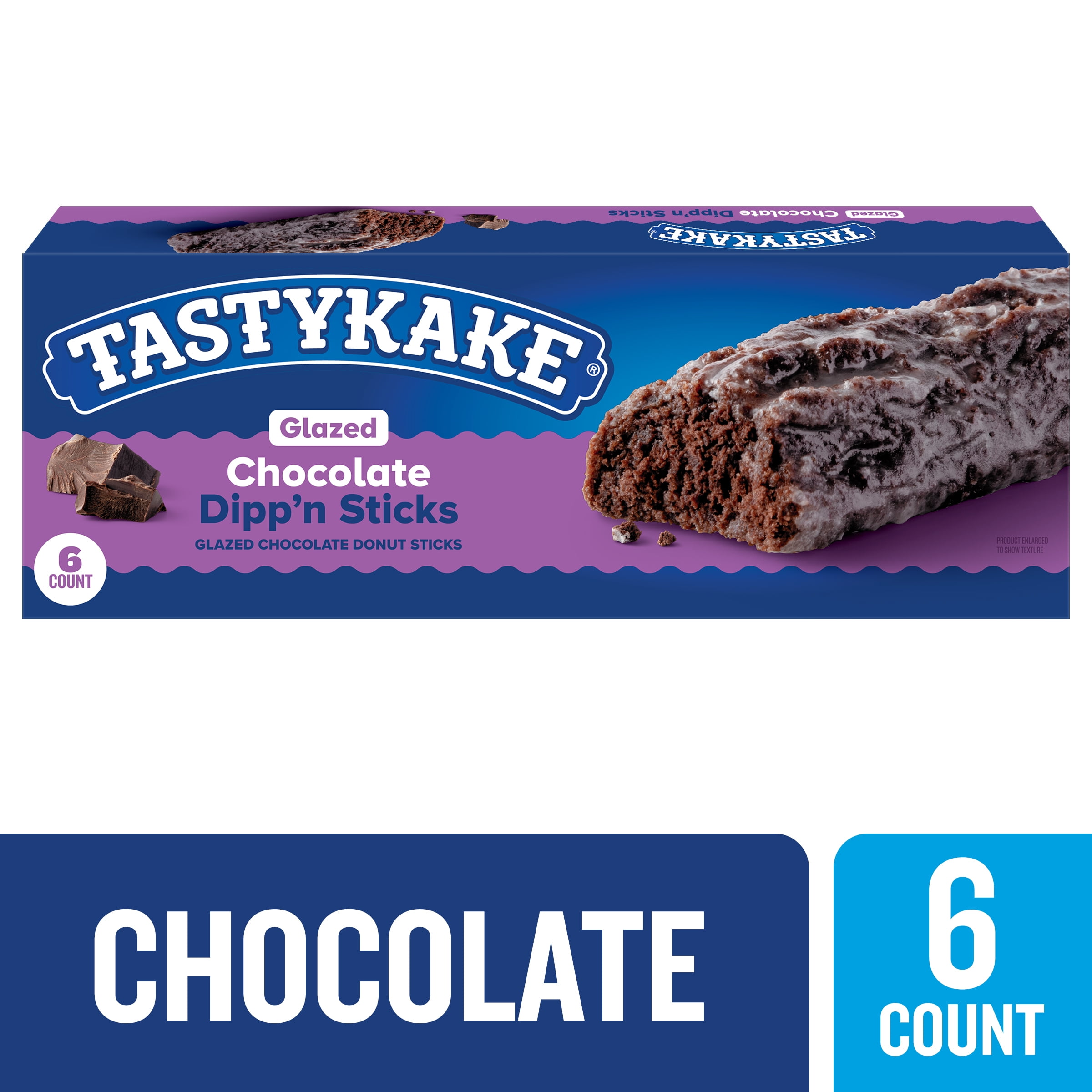 Tastykake Glazed Chocolate Flavored Dipp'n Sticks, Glazed Chocolate Donut Sticks, 10 oz, 6 Ct, Shelf-Stable